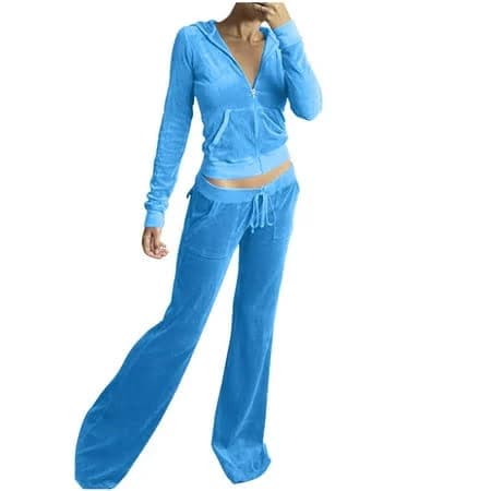 Women's Velvet Tracksuit Set with Pockets
