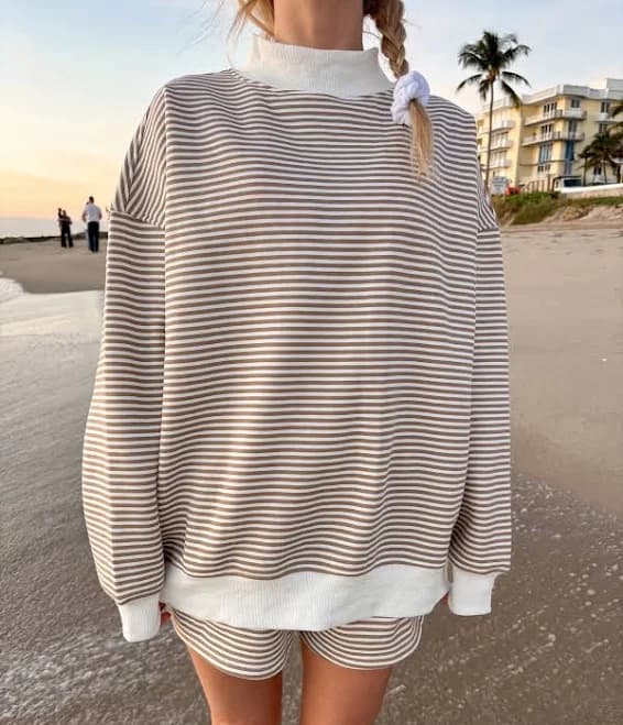Big Striped Mockneck Sweatshirt