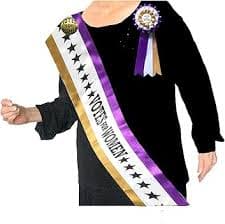RosieCentral Suffrage Costume Set - Tri-Color Sash, Rosette, and Gold Button - VOTES FOR WOMEN : Clothing, Shoes & Jewelry - Amazon.com