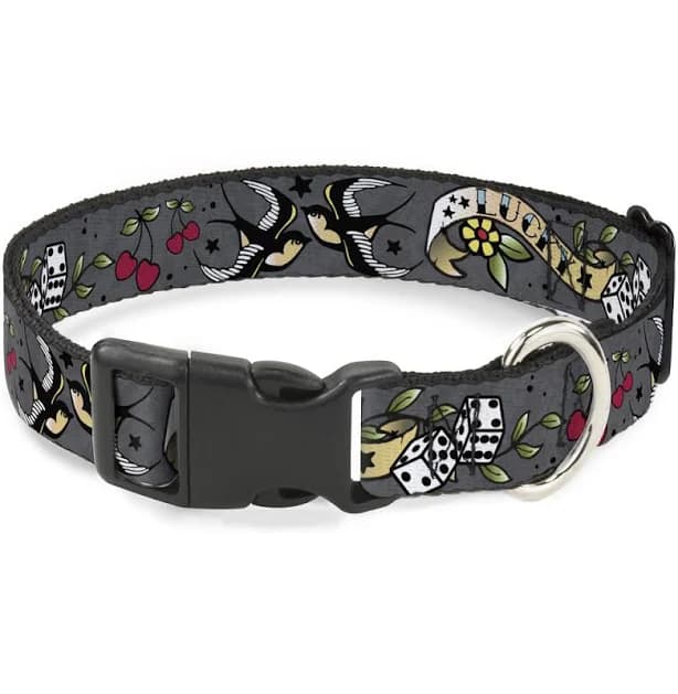 Buckle-Down Plastic Clip Collar Lucky Wide