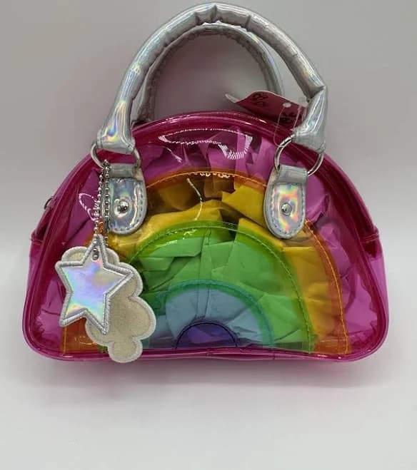 Claire's Club Rainbow Pink Kids Girl Bag Purse With Tags- Straps Are