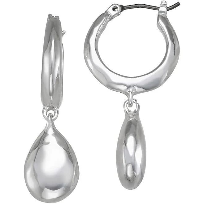 Napier Hammered Hoop Drop Earrings