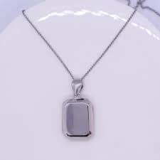 Silver Polished Rectangular Locket and Chain