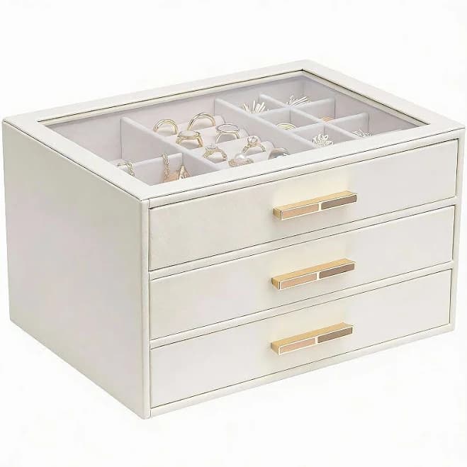 Women's Glass Lid Jewelry Box