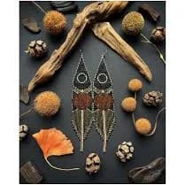 Beaded Fringe Earrings with Geometric Motif