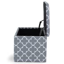 Adeco Quatrefoil Pattern Storage Ottoman Benches (Set of 2) - Overstock - 11206448