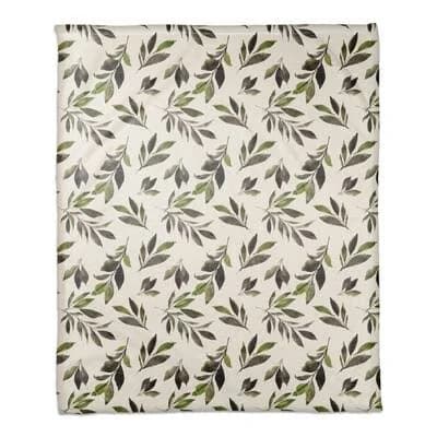 Designs Direct Watercolor Leaves Pattern Coral Fleece Blanket
