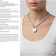 Amazon.com: A SHER'S CREATION Statement Necklace Day Collar Locking Wheat Heavy Chain Gothic 3mm Pure Silver Plated Heart Padlock and Key Romantic Jewelry 20 Inch For Men Women Biker Gift : Clothing,