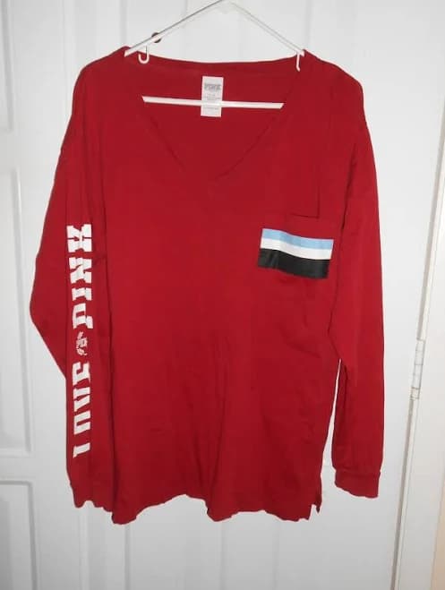 Pink Victoria’s Secret Women Love Pink Red Tones Long Sleeve T Shirt