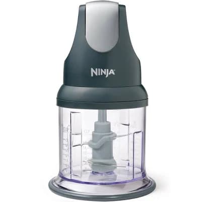 Ninja NJ100GR Express Manual Food Processor for Chopping Mincing Pureeing Vegetables and Other Ingredients, 16-Ounces, Gray