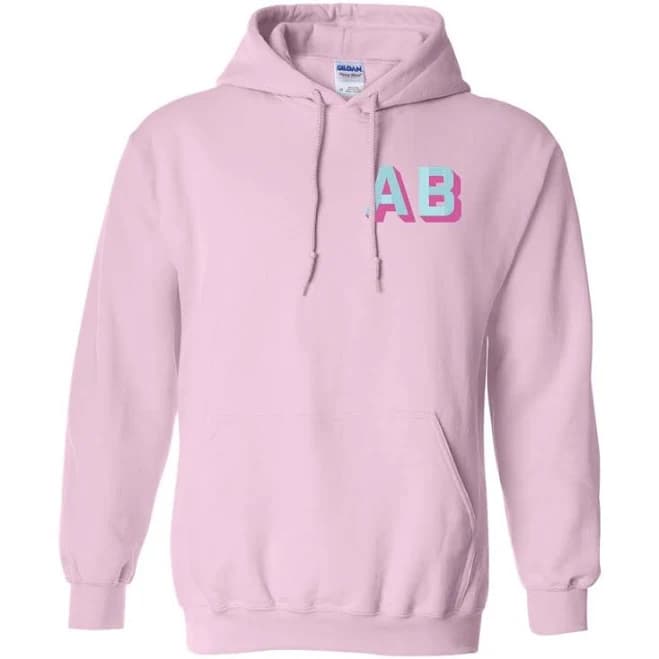 Initialed Shadow Block Letters Hoodie Light Pink / L