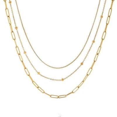 Ginger Lyne Women's Stainless Steel Box Bead and Paperclip Chain Necklace