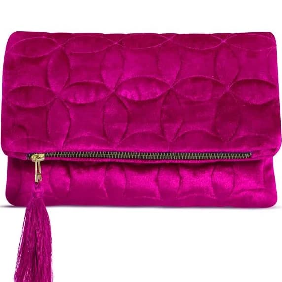 Quilted Velvet Fold Over Clutch