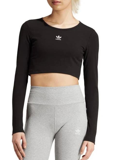 adidas Originals Women's Essentials Ribbed Cropped Long-Sleeve Top