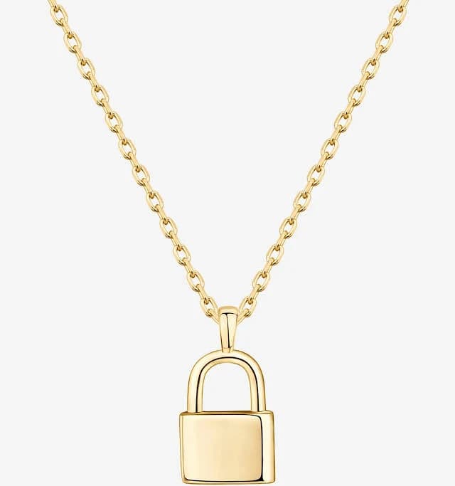 PAVOI Women's Lock Gold Pendant Necklace