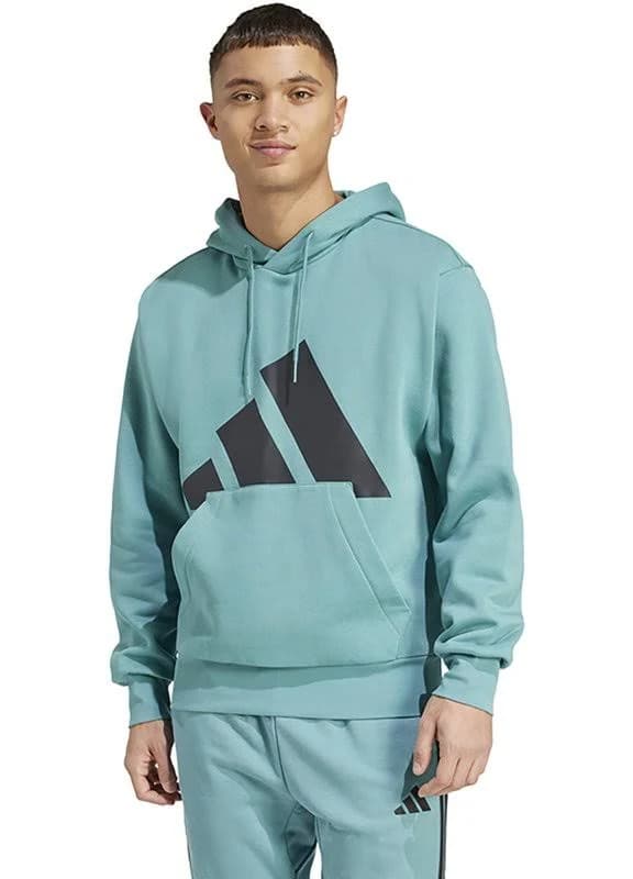 adidas Men's Essentials Big Logo Fleece Hoodie Powder Teal/Black, X-Large - Men's Athletic Fleece at Academy Sports