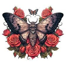 Gothic Death Moth & Monarch Butterfly Amid Red Roses " Sticker for Sale by HollywoodInked | Redbubble