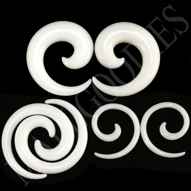 V127 White Spiral Swril Stretchers Tapers Expanders 4 2 0 00g Gauges