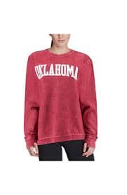 PRESSBOX Women's Pressbox Crimson Oklahoma Sooners Comfy Cord Vintage Wash Basic Arch Pullover Sweatshirt | Nordstrom