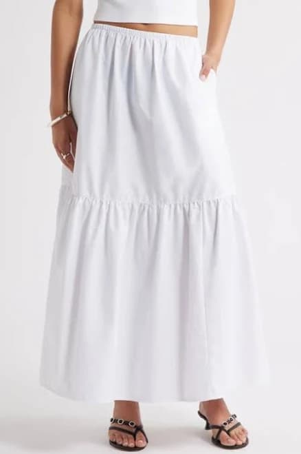 Open Edit Tiered Maxi Skirt