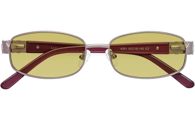 Gold Classic Metal Rectangle Tinted Sunglasses Sunwear Lenses