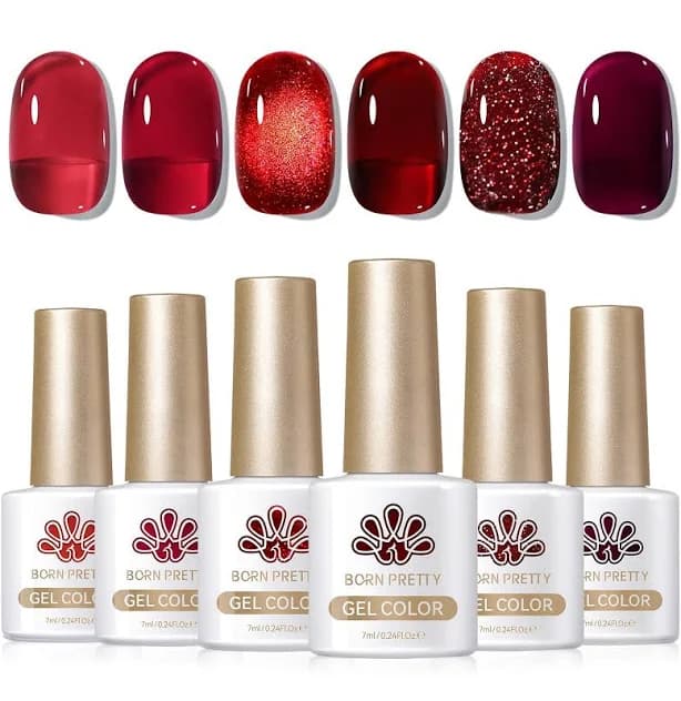 Jelly Burgundy Gel Nail Polish Ruby Red Glitter Cat Magnetic Eye Gel