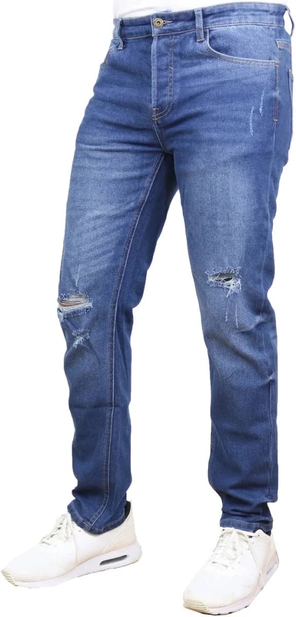 Blue Ice Men's Stretch Ripped Jeans