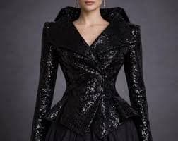 Black Sequin Jacket Women, Gothic Victorian Tailcoat, Sequin Blazer Women, Steampunk Jacket Women, Elegant Evening Coat - Etsy UK