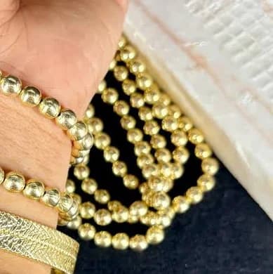 14K Gold Plated Minimalist Beaded Stretch Bracelet