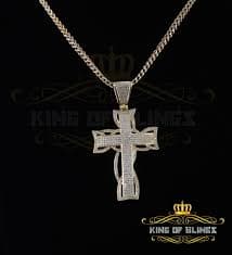 King Of Bling's Real 0.33ct Diamond 925 Sterling Silver CROSS Charm Necklace Yellow Pendant - Walmart.com