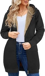 Casual Zip Up Hoodie for Women, Long Tunic Fleece Jacket Plus Size Coat, Warm Winter Hooded Outerwear