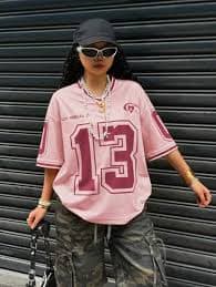 INAWLY Women V-Neck Digital Print Short Sleeve T-Shirt With Contrast Sleeve | SHEIN USA