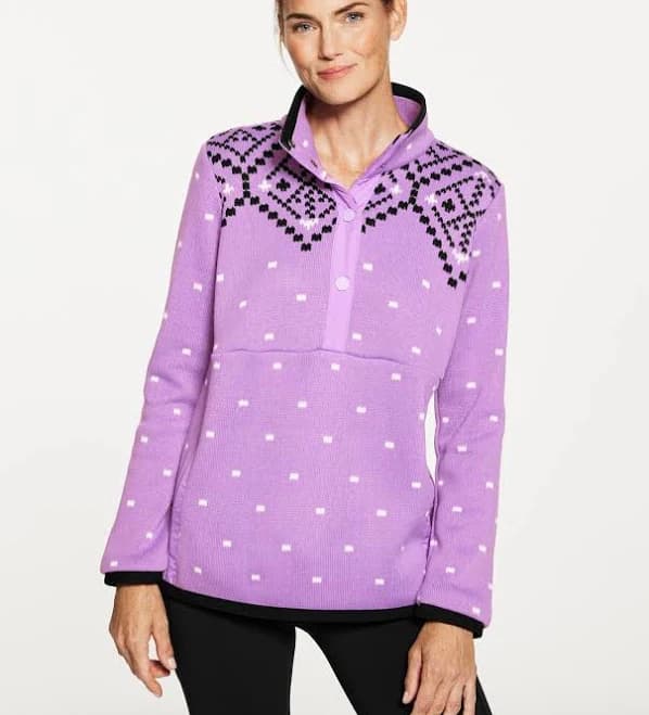 Talbots Women's Sherpa Mockneck Sweater in Diamond Fair Isle