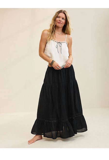 Aerie Lace Trim Maxi Skirt