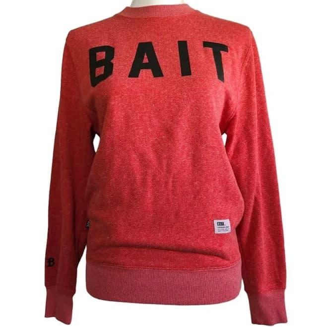 Bait Invisible Pockets Fitted Crewneck In Red Size Small