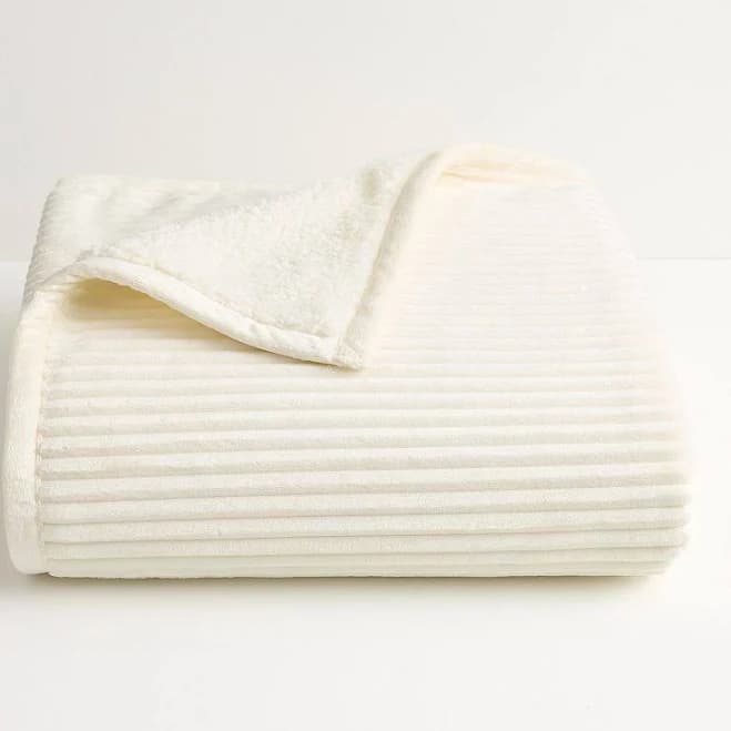 Cuddl Duds Solid Sherpa Throw Blanket, Ivory