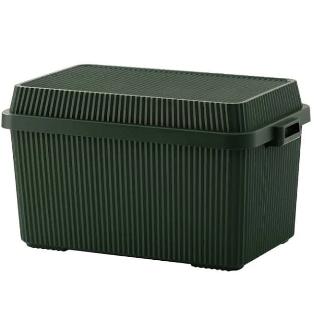 like-it Deep Fluted Stacking Storage Tote Green, 27-13/16" x 16-5/8" x 15-3/4" h | The Container Store