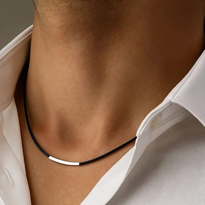 Mens Tube Leather Cord Necklace for
