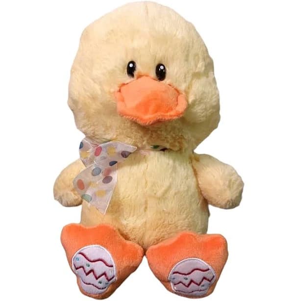 Fiesta Yellow Duck Plush w/Polka Dot Bow Stuffed Animal Easter Toy 14"