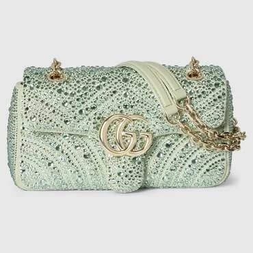 Gucci Gg Marmont Crystals Leather Shoulder Bag