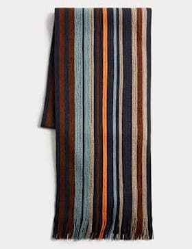 Marks & Spencer Striped Fringed Knitted Scarf