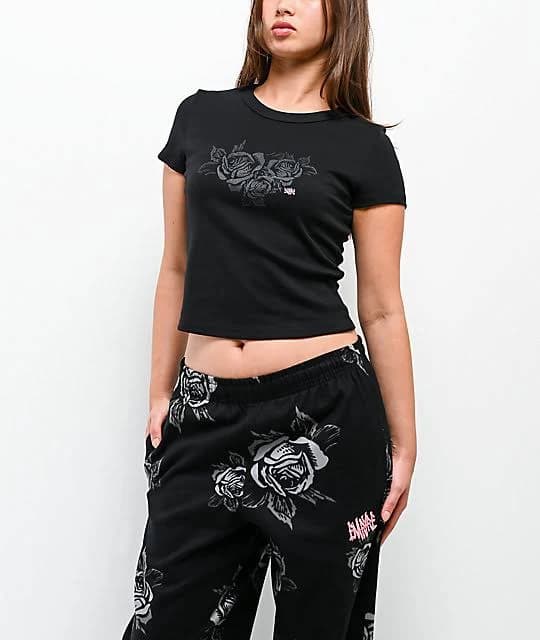 Empyre Rose Black Crop T-Shirt