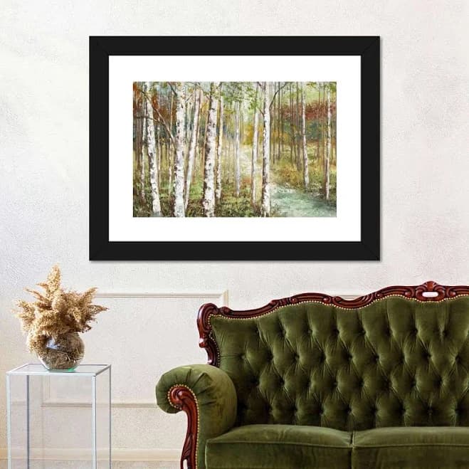 Aspen Forest wall art for Living Room | Warm Spice Birch Path | By Nan