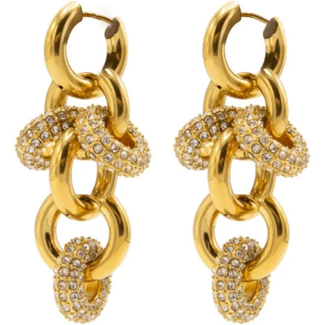 Chandelier Earrings with Gold Crystal Rings