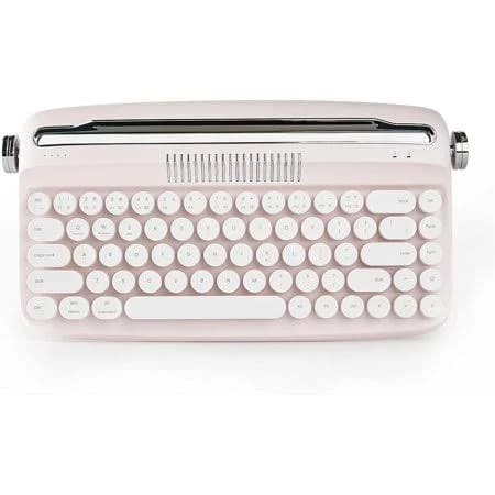 Upgraded Wireless Typewriter Keyboard, Retro Design with Integrated Stand, Cute Round Keycaps, Size: B307, Pink