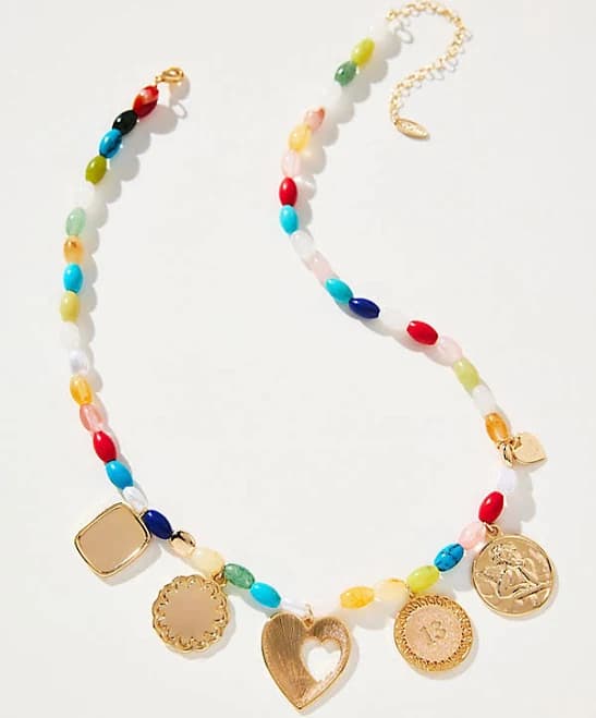 Anthropologie Beaded Multi Charm Necklace