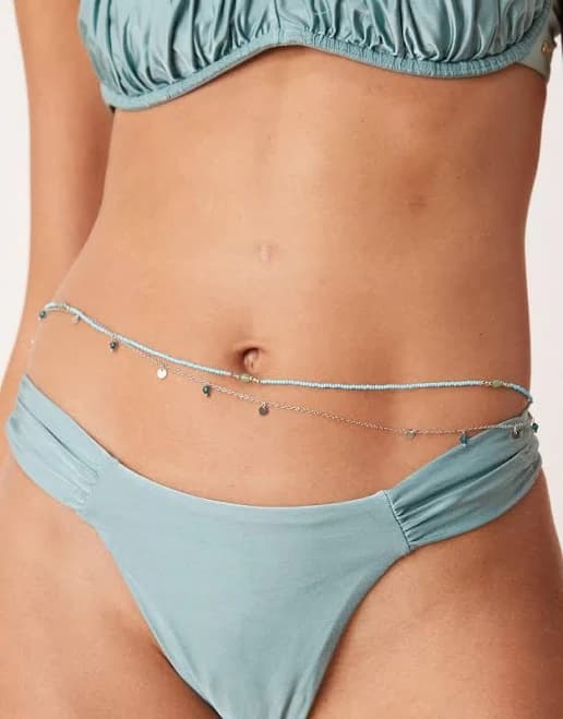 ASOS DESIGN Multi-row Beaded Belly Chain