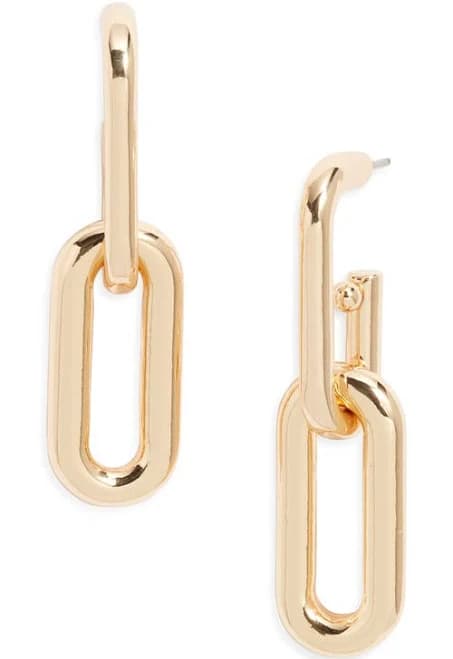 Open Edit Women's Oval Link Drop Earrings