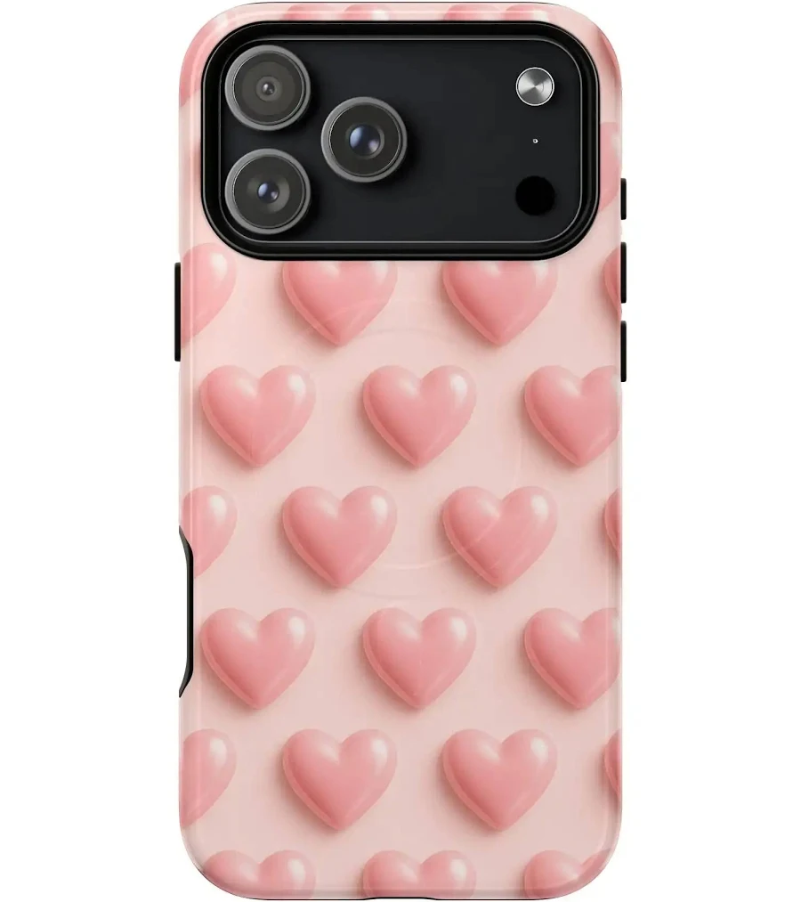 Baby Pink Pearl Hearts 3D iPhone Case