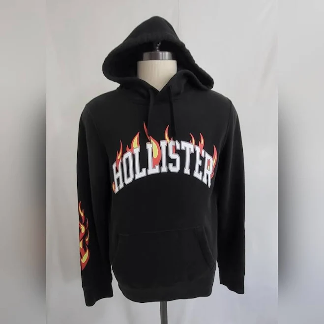 Hollister Shirts | Vintage Hollister Flame Hoodie Size M Archive Y2k Avant Gard Streetwear Flamin | Color: Black/Yellow | Size: M | Rhonest's Closet